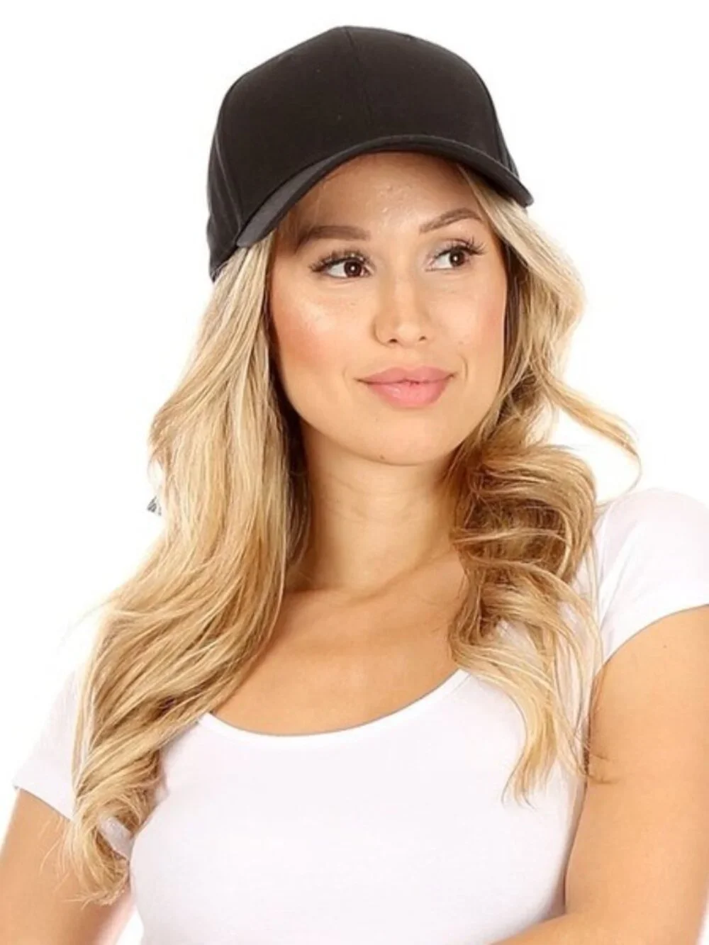 Women's Black with Red Strap Baseball Cap Hat
